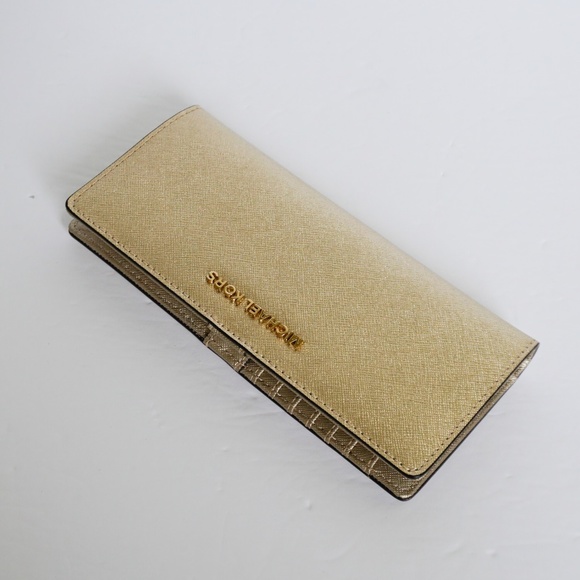 michael kors gold leather wallet
